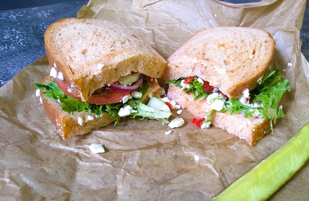 Actual Panera sandwich divided