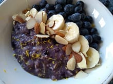 wild blueberry oatmeal close up