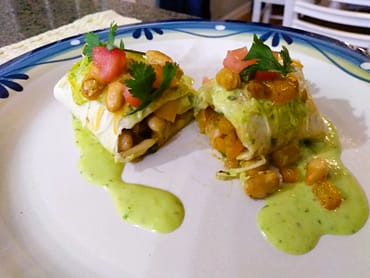 enchiladas verde cut in half