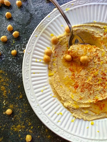 easy chickpea hummus ready to serve