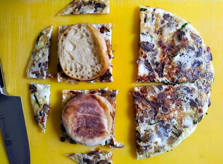 frittata cut into sections